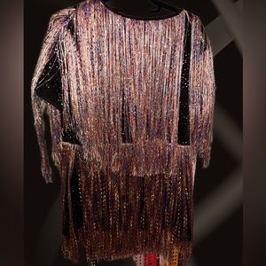 Black Mini-Dress Sequin Fringe